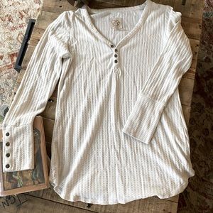 Long sleeve waffle knit top